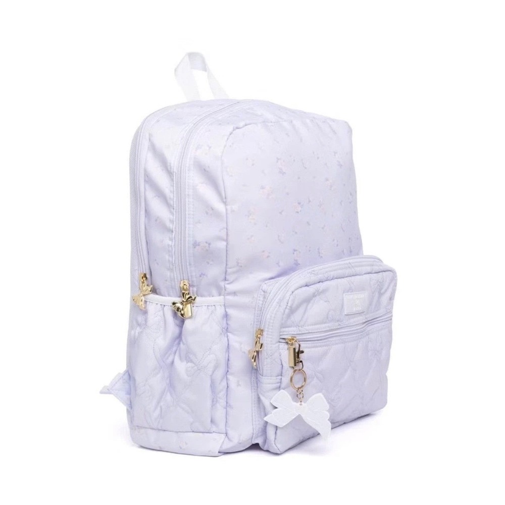 LoveShackFancy x Yoobi Lavender Floral Quilted Bow Backpack with Laptop Sleeve - Picture 8 of 10